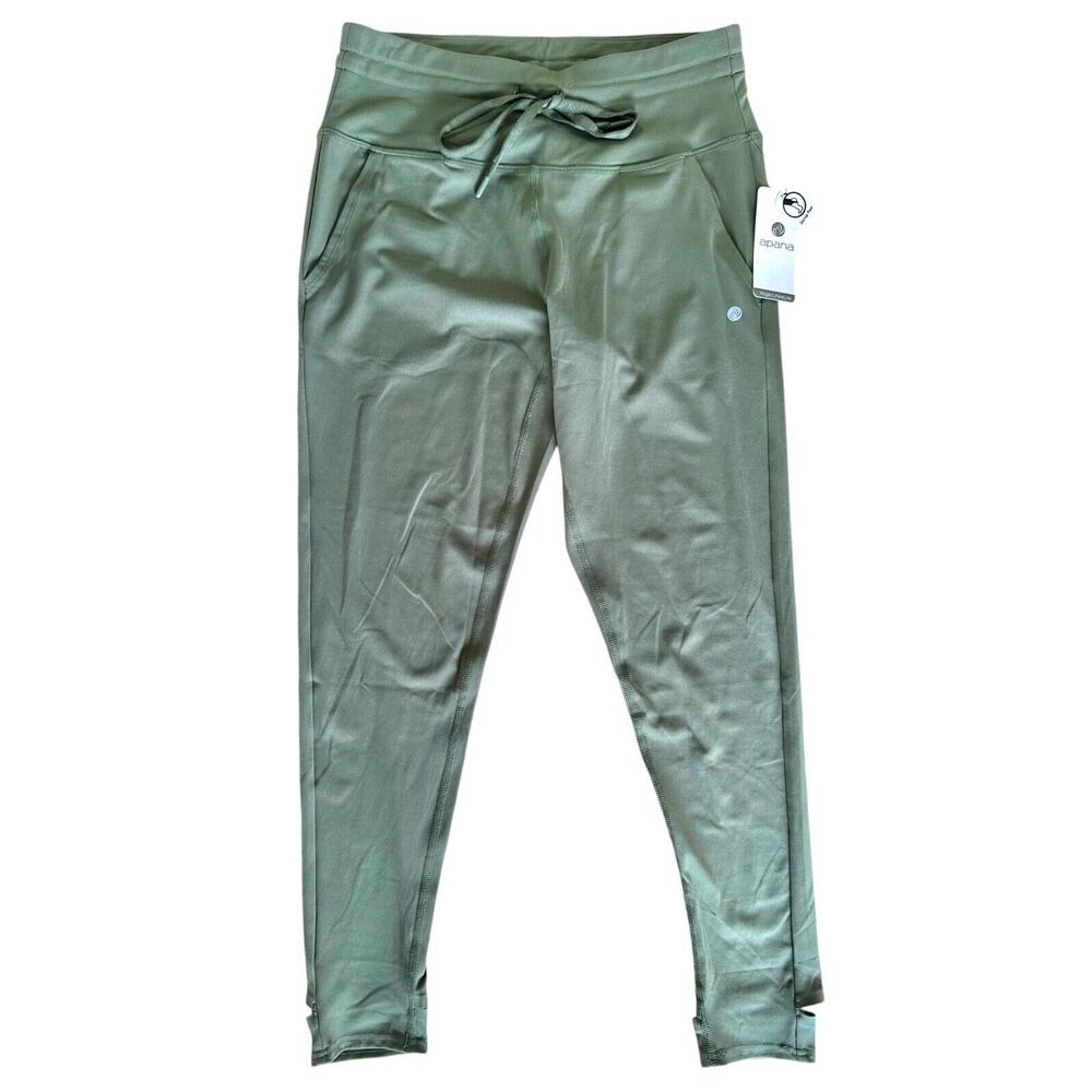 APANA Women's Active Yoga Stirrup Pant High Rise Size L Prospect Green